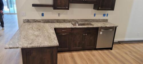 "Blue Dunes" Leathered Granite kitchen