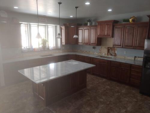 Himalayan White Granite kitchen fabrication and installation